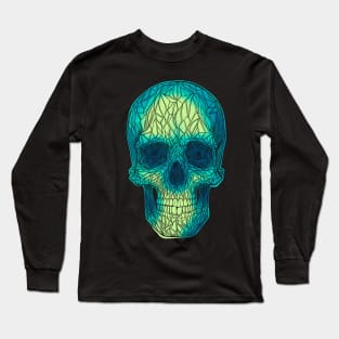 Stained glass skull - yellow to green fade Long Sleeve T-Shirt